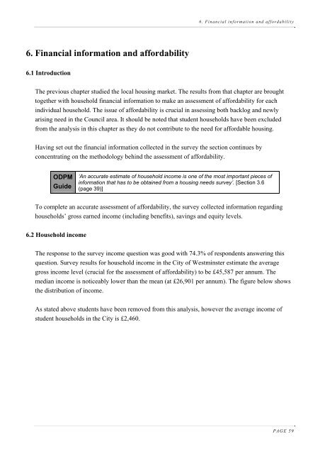 Housing Needs Assessment 2006 - Westminster City Council