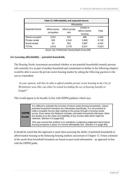 Housing Needs Assessment 2006 - Westminster City Council