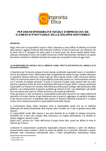 Manifesto per la responsabilitÃ  sociale - Impronta Etica