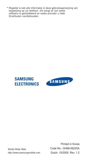 SAMSUNG ELECTRONICS - Toestelhulp