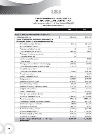 estado de flujos de efectivo - Cooperativa Financiera de Antioquia ...