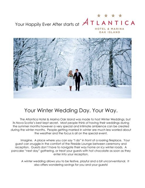 Winter Wedding Special - Atlantica Hotel & Marina Oak Island