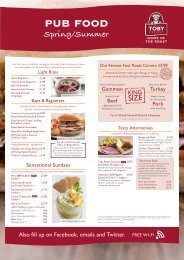 Pub Menu - Toby Carvery