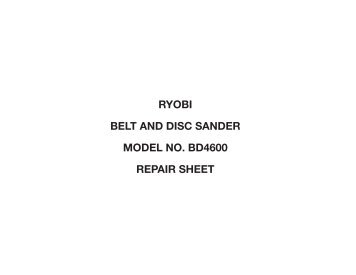ryobi belt and disc sander model no. bd4600 repair ... - Gardner, Inc.