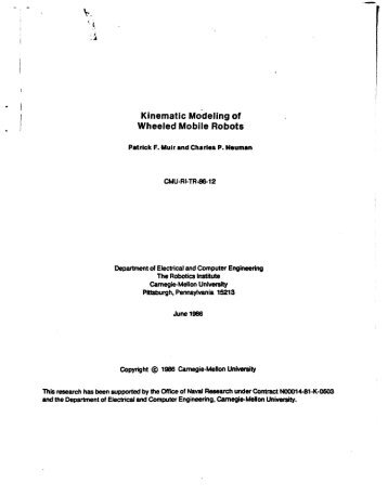 Kinematic Modeling of Wheeled Mobile Robots - The Robotics Institute