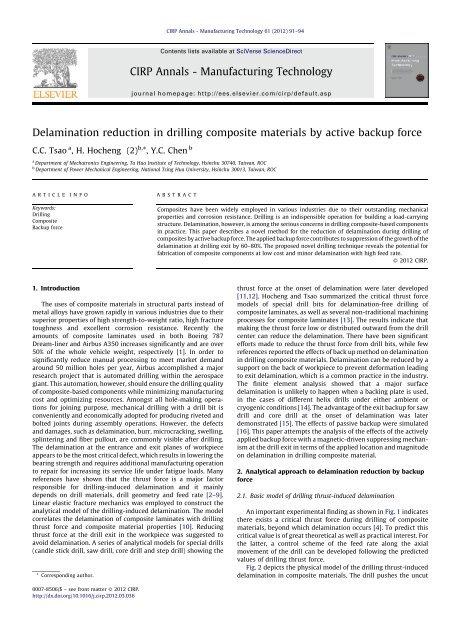 Delamination reduction in drilling composite materials by active ...