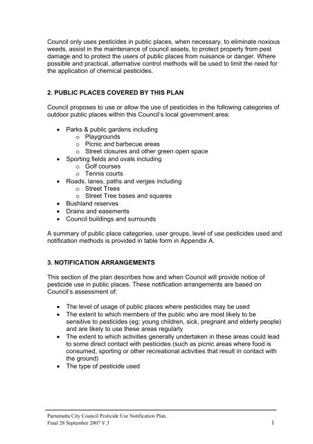 Pesticide Use Notification Plan - Parramatta City Council