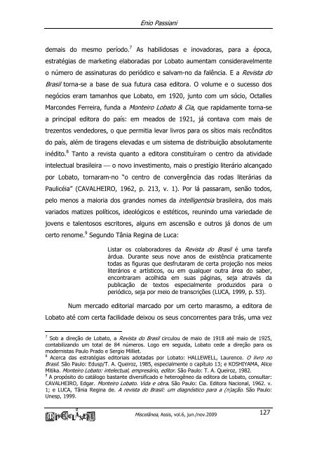 monteiro lobato, mercado editorial e campo literÃ¡rio ... - UNESP-Assis