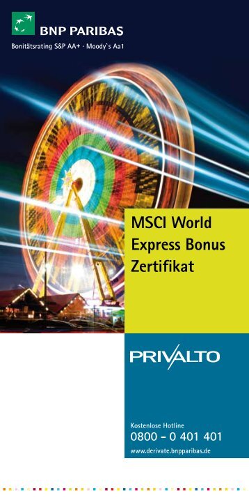 MSCI World Express Bonus Zertifikat - BNP Paribas