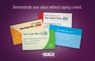 Demonstrate your value without saying a word. - ISACA