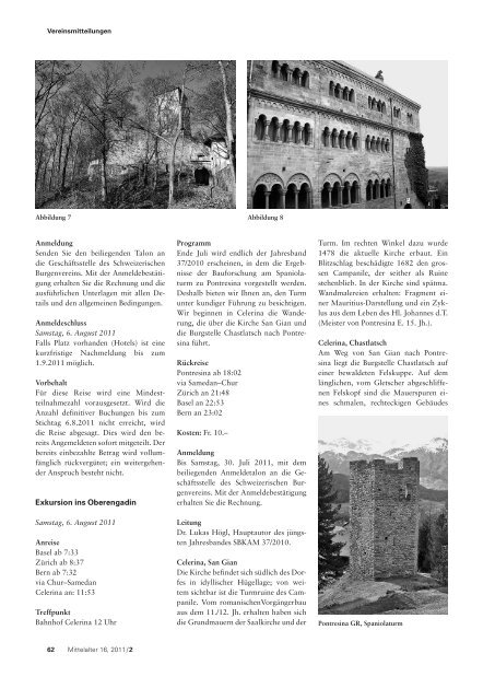 16. Jahrgang – 2011/2 Zeitschrift des Schweizerischen Burgenvereins