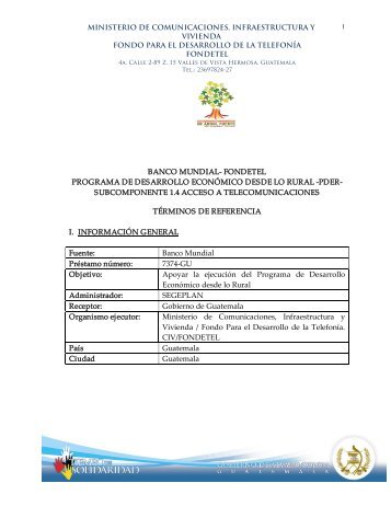fondetel programa de desarrollo econÃ³mico desde lo rural - Segeplan