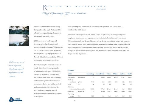 ANNUAL REPORT 2001 - Anglo Platinum