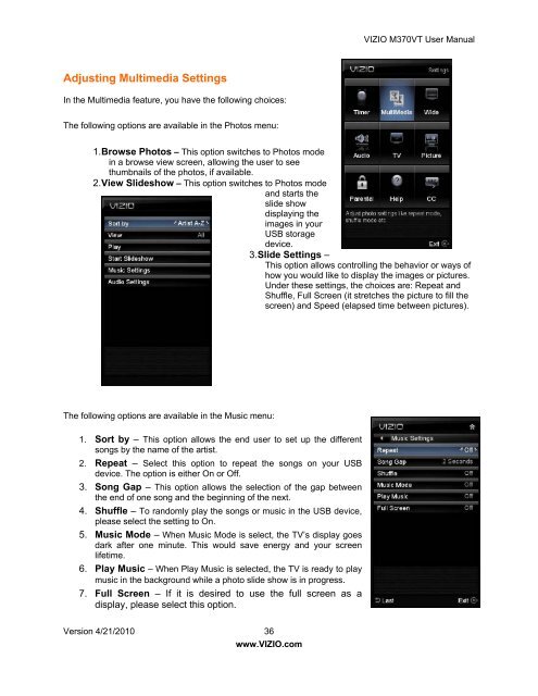 User Manual - Specs and reviews at HDTV Review