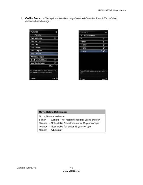 User Manual - Specs and reviews at HDTV Review