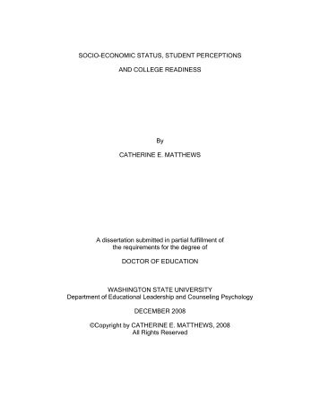 SOCIO-ECONOMIC STATUS, STUDENT PERCEPTIONS AND ...