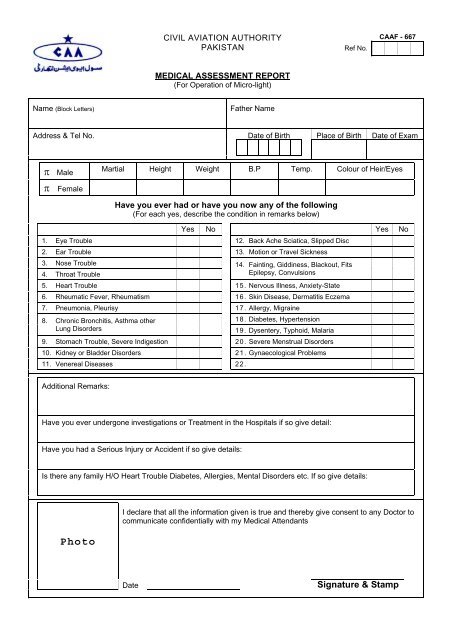 caaf-667-mcc-medical - Civil Aviation Authority