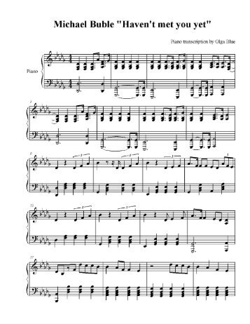 Michael Buble "Haven't met you yet" - Daily Piano Sheets