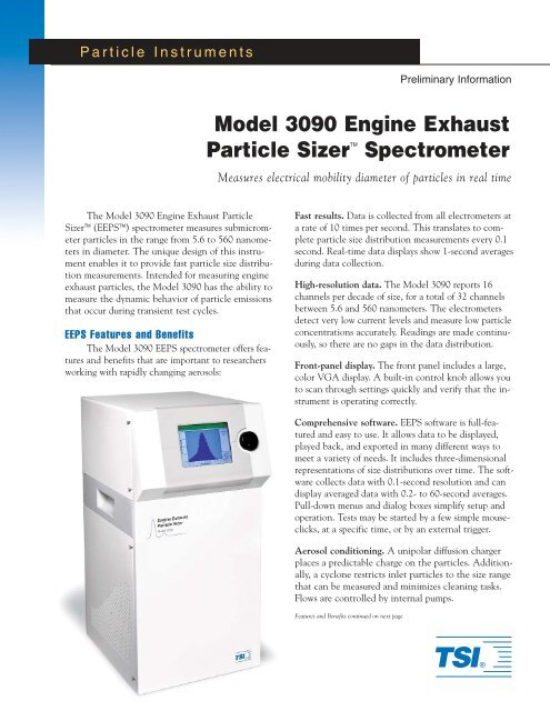 Model 3090 Engine Exhaust Particle SizerTM Spectrometer