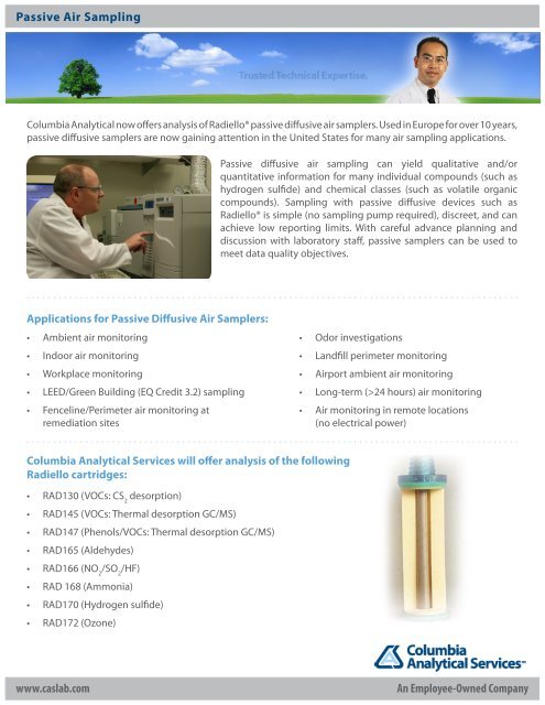 Passive Air Sampling (PDF) - Columbia Analytical Services