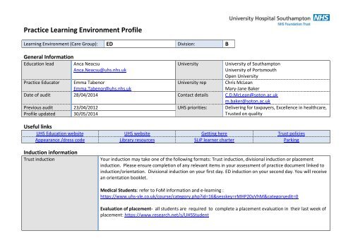 Emergency department clinical profile - University Hospital ...