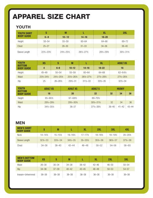 Sizing Charts  National Safety Apparel