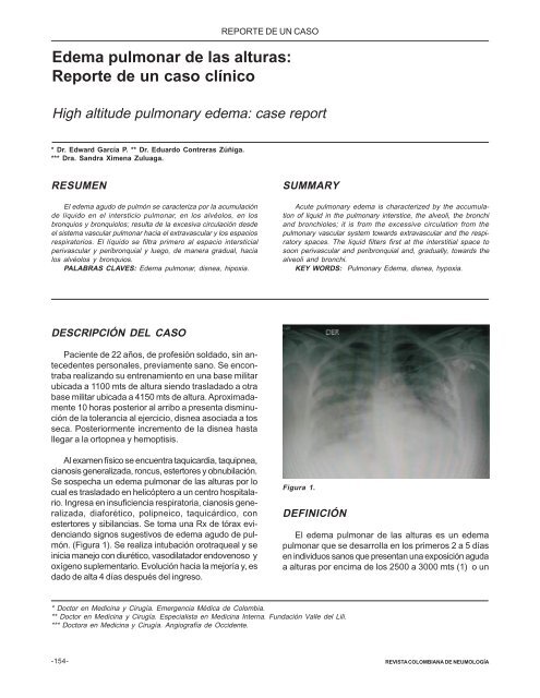 Edema pulmonar de las alturas: Reporte de un caso ... - Asoneumocito