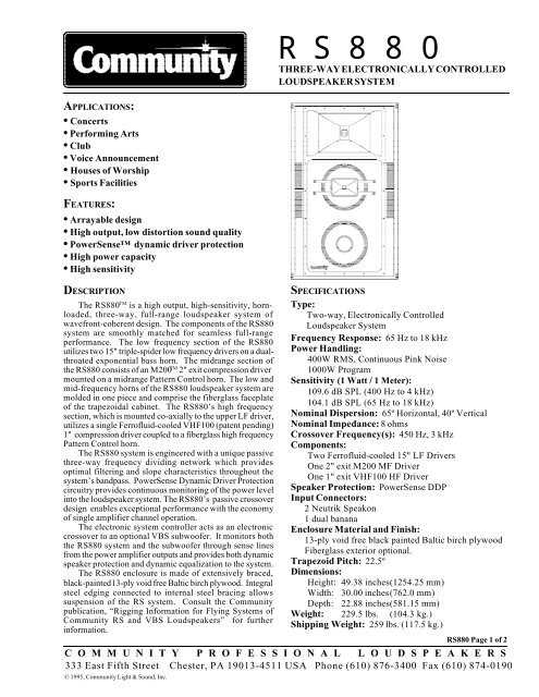 RS-880 - Community Professional Loudspeakers