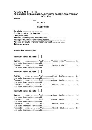 Formularul AP 0.1 â M 123 DECLARATIA DE ESALONARE A ...