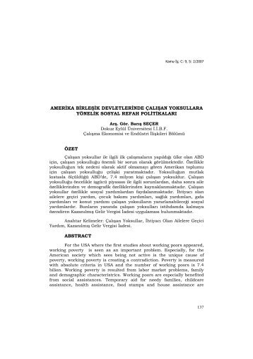 amerika birleşik devletlerinde çalışan yoksullara yönelik sosyal