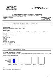 Laminex Metaline Calcium Silicate Board MSDS 22-4148