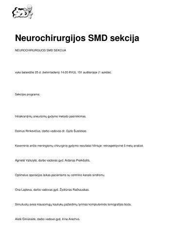 Neurochirurgijos SMD sekcija