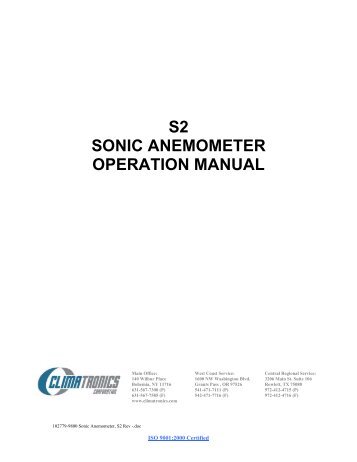 M102779 SONIC Anemometer - Climatronics Corp.
