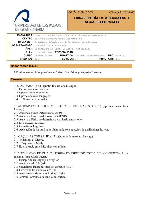 GUÍA DOCENTE CURSO: 2006/07