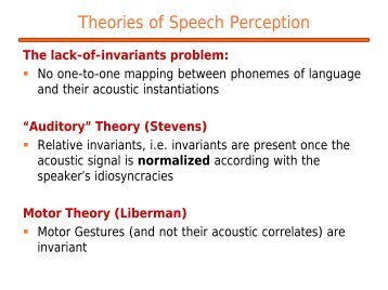 Theories of Speech Perception