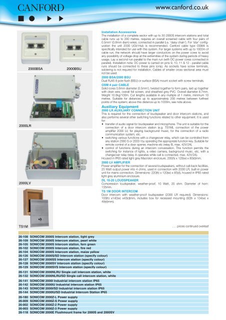 sonicom 2000 intercom and control system - Canford Audio