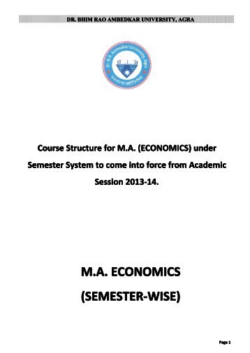 M.A. ECONOMICS (SEMESTER-WISE) - Dr BR Ambedkar University