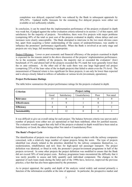 Evaluation of Railway Projects in the European Union