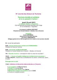 Journée des Acteurs du Tourisme en Charente 2013 - Programme