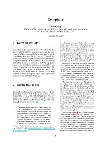 Top-ophilia - Chris Quigg - Fermilab