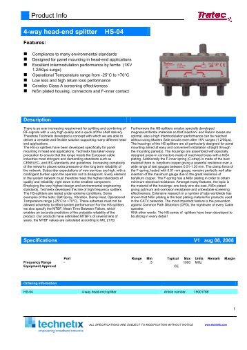 Product Info 4-way head-end splitter HS-04 - Technetix.pl