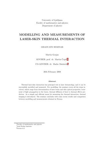 modelling and measurements of laser-skin thermal interaction - F9