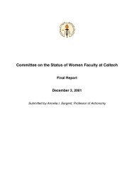 Committee on the Status of Women Faculty at Caltech Final Report