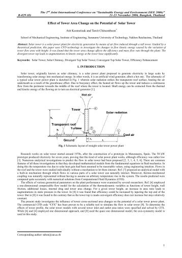 Effect of Tower Area Change on the Potential of Solar Tower