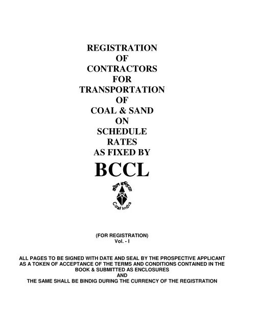 registration of contractors for transportation of coal & sand on ...