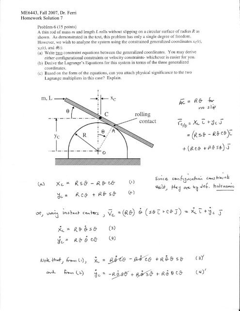 ME6443, Fall 2007, Dr. Ferri Homework Solution 7