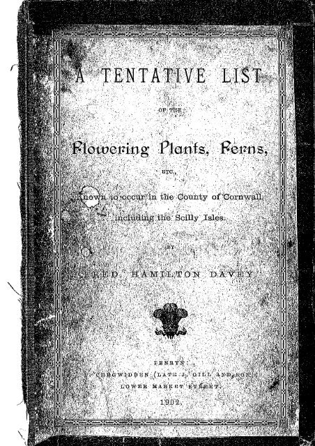 Davey's Tentative List - Botanical Society of the British Isles