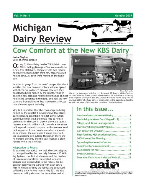 Michigan Dairy Review - WK Kellogg Biological Station - Michigan ...