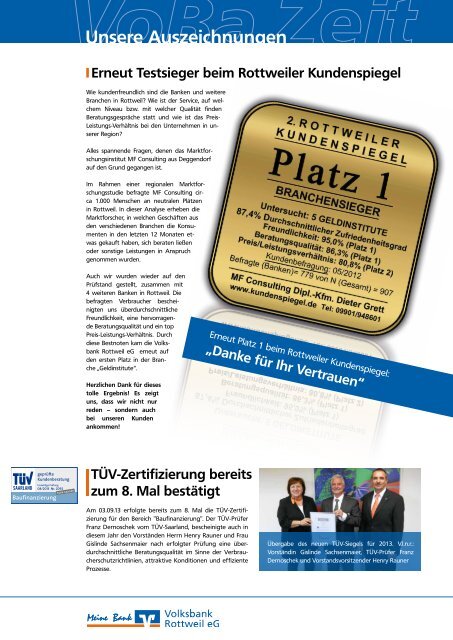 Eine Ã„ra geht zu Ende - eine Neue beginnt! - Volksbank Rottweil