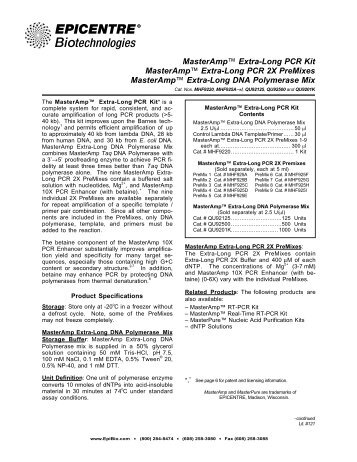 Protocol for MasterAmp™ Extra-Long PCR Kit, MasterAmp™ Extra ...